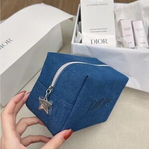 Dior cosmetic makeup bag christian dior CD denim tote